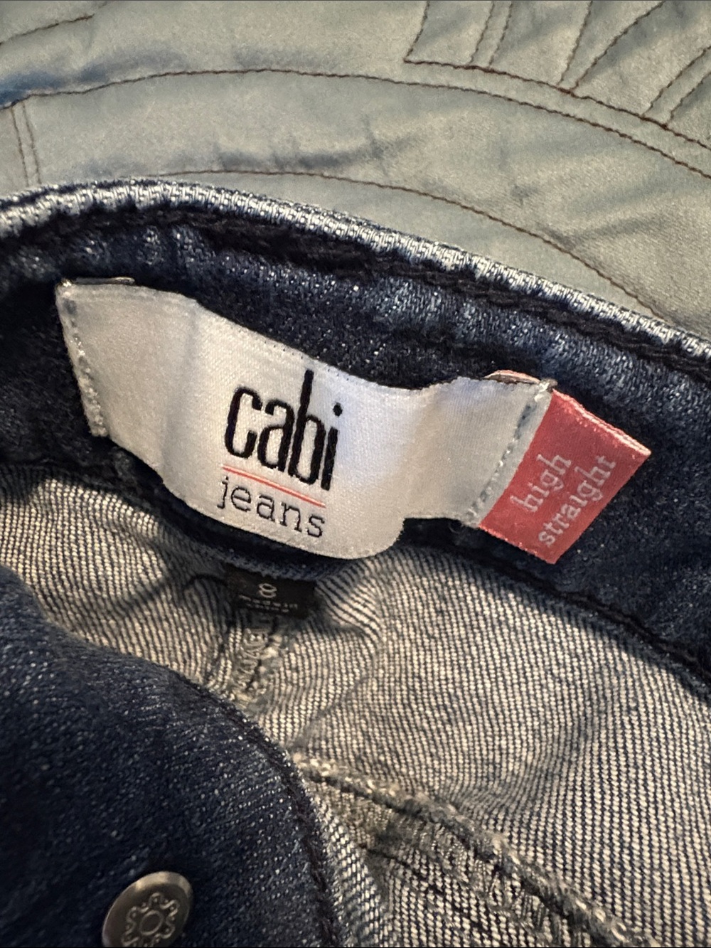 CAbi Dark Blue Straight Jeans with Coral Tag